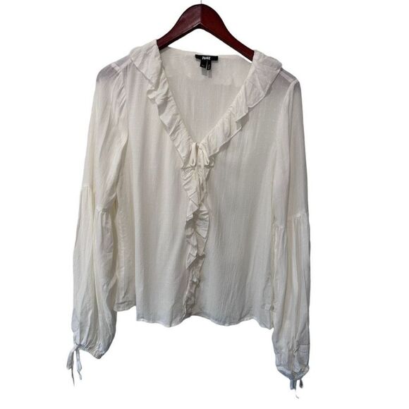Paige White Ruffle Victorian Peasant Blouse Size XS Princess Dainty Fairy - Picture 1 of 12